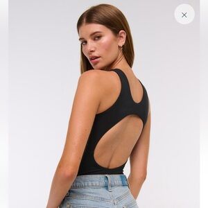 NWT Abercrombie & Fitch Bra-Free Open-Back Bodysuit in Black